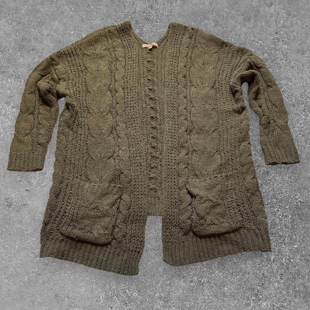 Love Tree Womens Cable Knit Cardigan Sweater Olive Green W9011 Size S